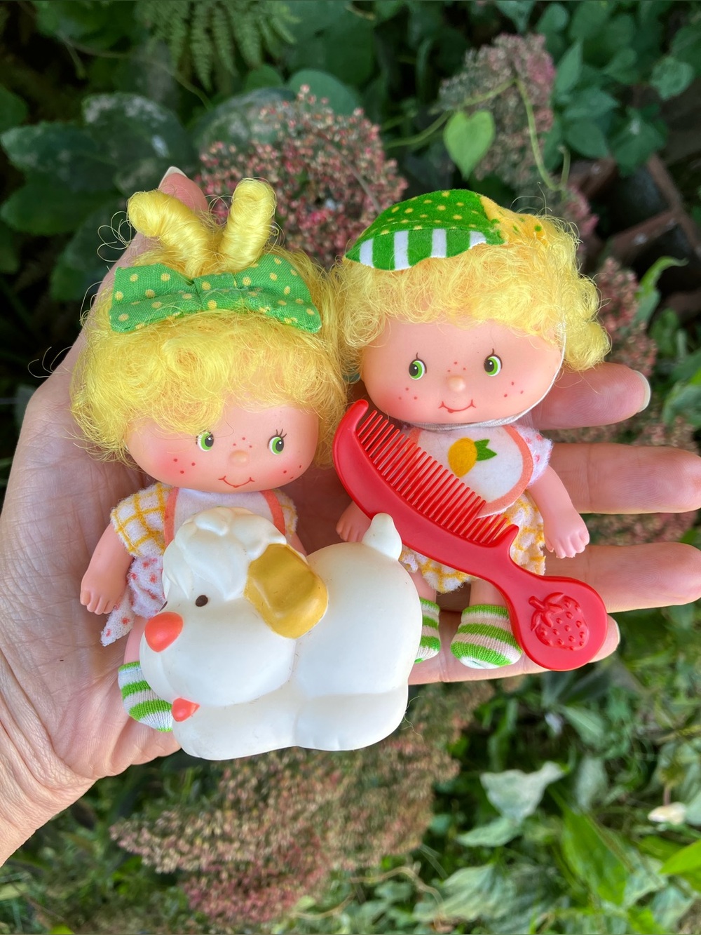 Strawberry Shortcake American Greetings Lem & Ada Dolls w/ Comb & Sugar Woofer